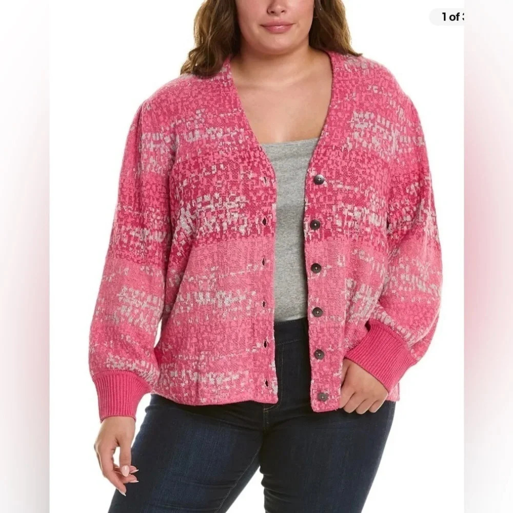 Nic+Zoe Confetti pink knit cardigan size 0X